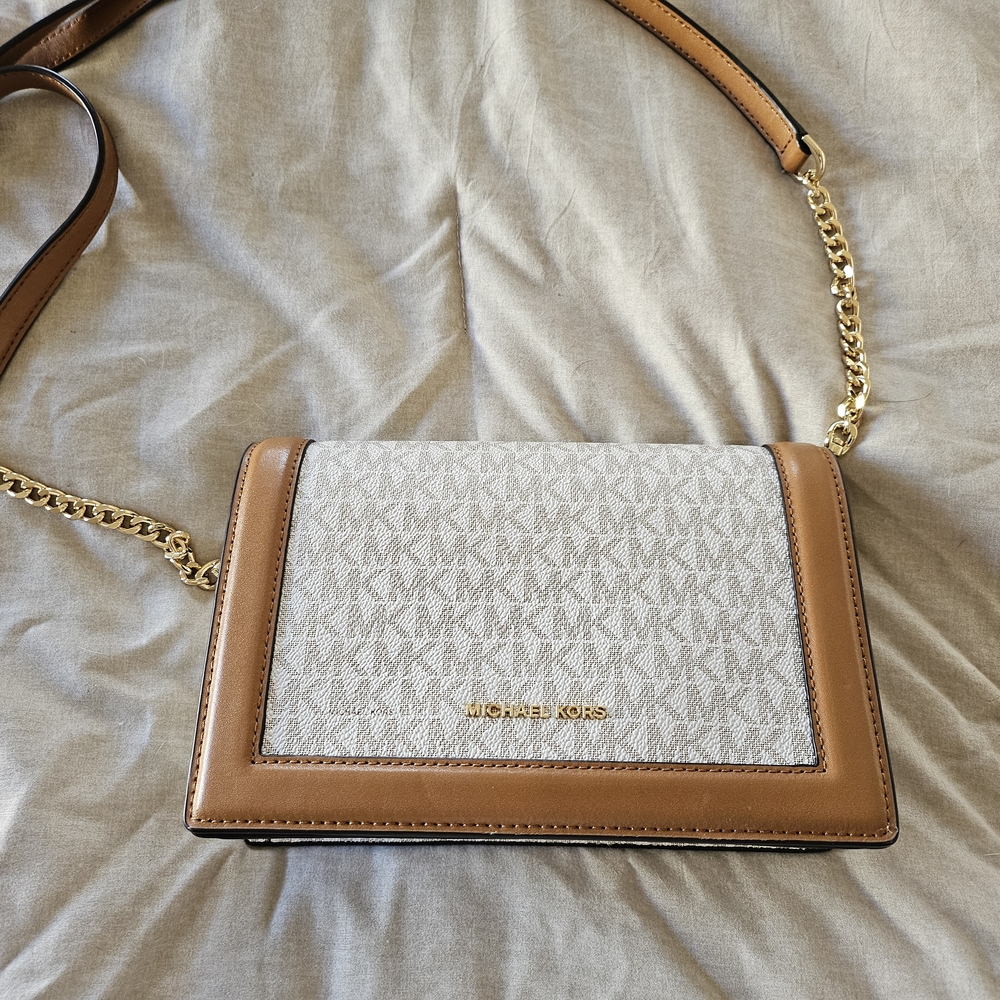Michael Kors Tan and Cream Crossbody Bag